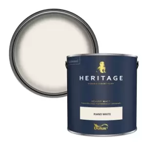 Image of Dulux Heritage Velvet Matt Piano White Matt Emulsion Paint 2.5L