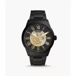 Image of Fossil Mens Flynn Automatic Stainless Steel Watch - Black