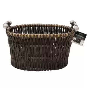 Image of JVL Dark Vertical Weave Log Basket - Brown