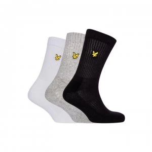 Image of Lyle and Scott Hamilton 3 Pack Sports Socks - Blk/Wht/Gry