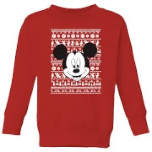 Image of Disney Mickey Face Kids Christmas Sweatshirt - Red - 3-4 Years