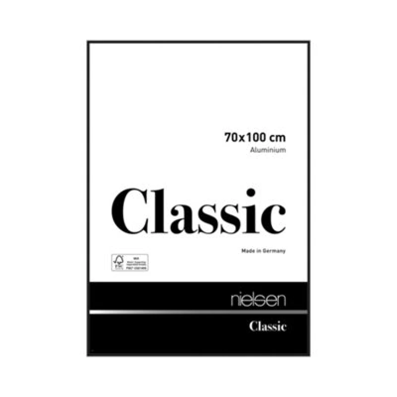 Image of Nielsen Classic Polished Black Aluminium Picture Frame 70X100Cm - With Float Glass And Push/turn Clips