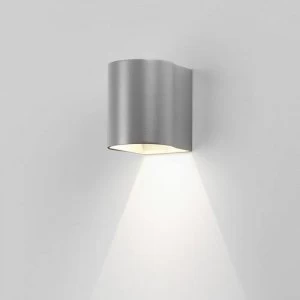 Image of LED 1 Light Outdoor Small Wall Light Textured Painted Silver IP65