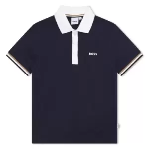 Image of Boss Boss Stripe Arm Polo Shirt Junior Boys - Blue