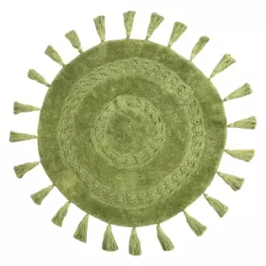 Image of Circle Tassel Bath Mat Green