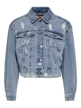 Image of ONLY Destroyed Denim Jacket Women Blue