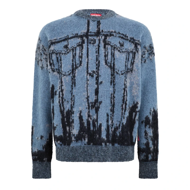 Image of Diesel Mens Patmos Mgli Knitted Hoodie Purple Imprsion male S