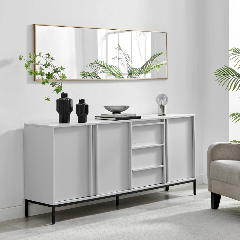 Image of FurnitureboxUK FurnitureboxUK Svit Wooden Storage Sideboard in Off White Off White One Size Unisex 5060661188108