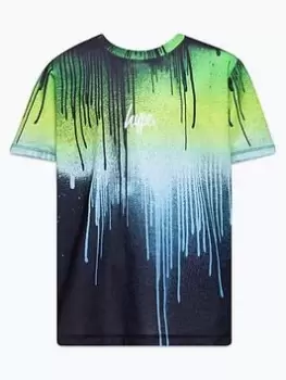 Image of Hype Boys Green Gradient Drips Mini Script T-Shirt, Green, Size 9-10 Years