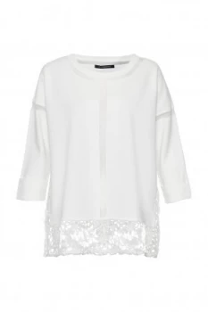 Image of French Connection Noland Mesh Panelled Lace Top White