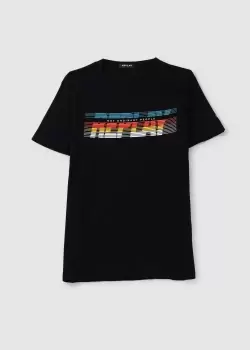 Image of Replay Mens 90S Retro Short Sleeve T-Shirt In Black