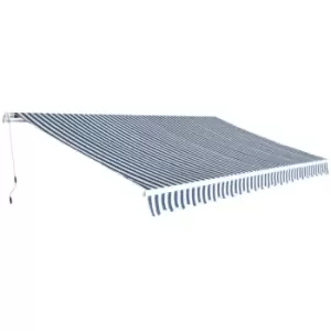 Image of Vidaxl Folding Awning Manual-operated 500 Cm Blue And White