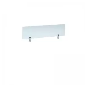 Image of Desktop clear acrylic screen topper with white brackets 1200mm wide