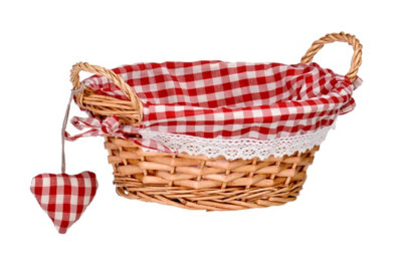 Image of Interiors by Premier Gingham Lining Round Willow Basket Red