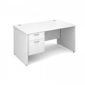 Image of Maestro 25 PL Straight Desk With 2 Drawer Pedestal 1400mm - White pane