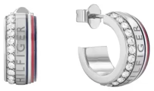 Image of Tommy Hilfiger 2780623 Mesh Charm Crystal Set Hoop Earrings Jewellery