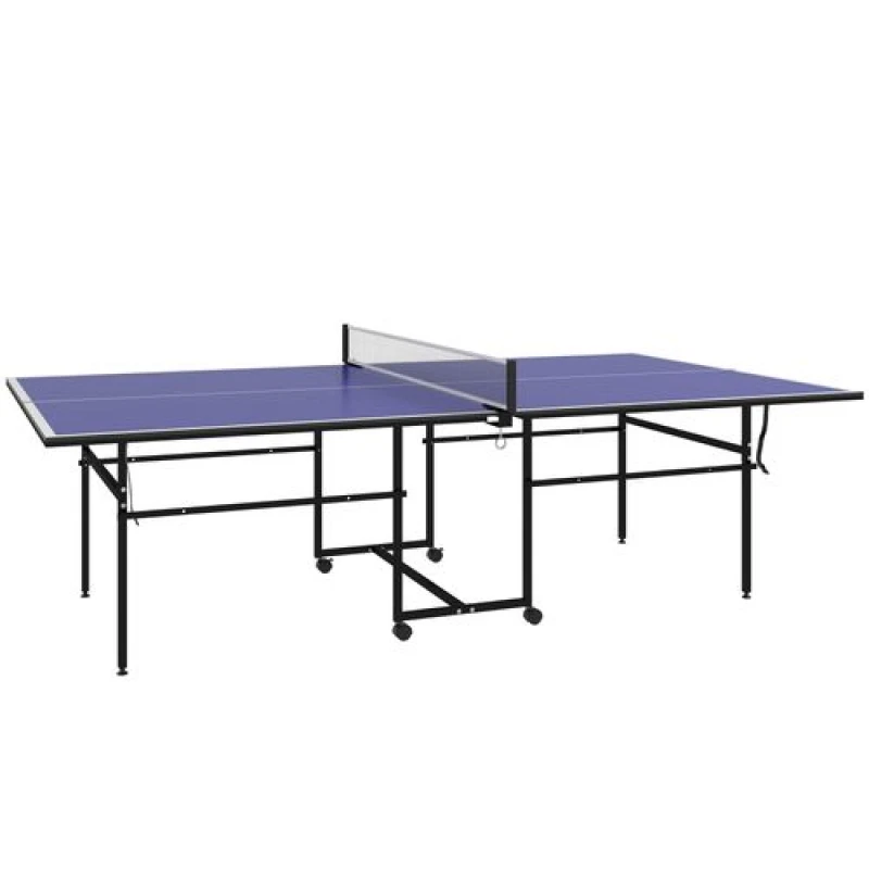 Image of SPORTNOW 9FT Folding Table Tennis Table w/ 4 Wheels - for Indoors - Blue TJ Hughes 5061025013401