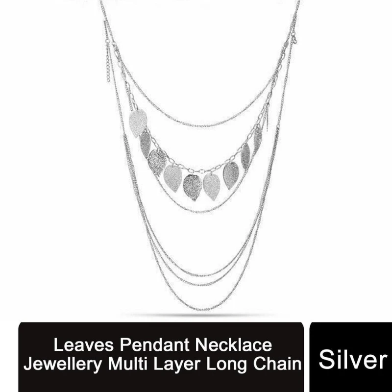 Image of Aquarius Women Silver 'Necklace' Jewellery Multi-Layer Long Chain Metallics female