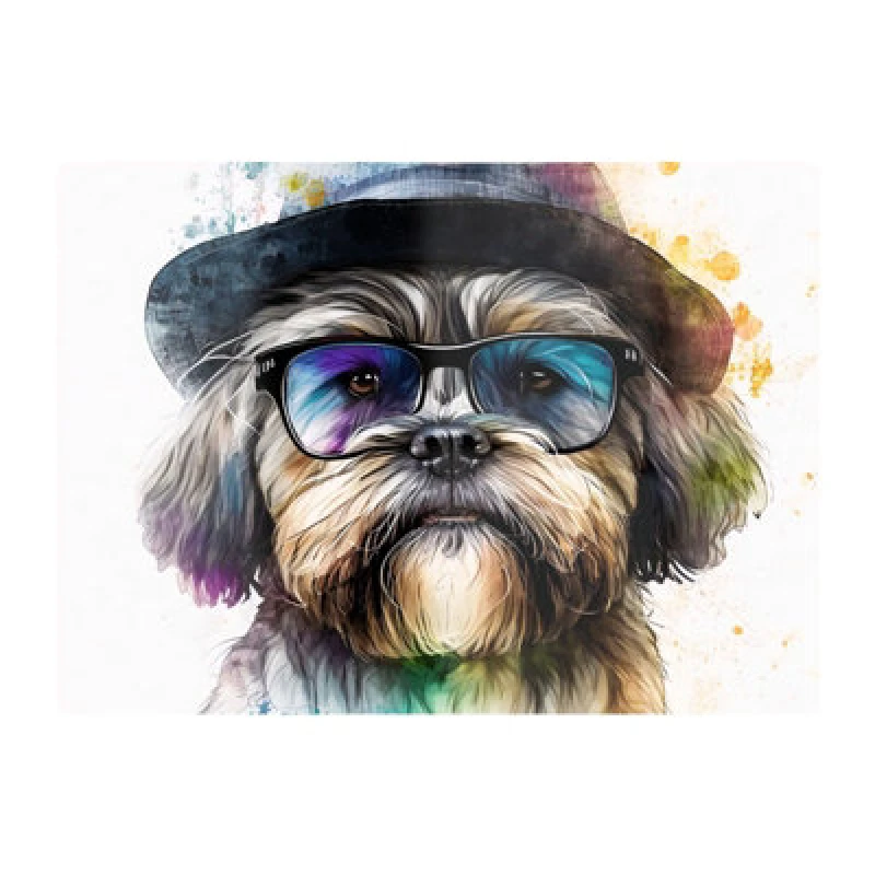 Image of Warren Reed Designer Lhasa Apso Dog With Glasses Splashart Chopping Board