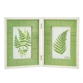 Image of Sass & Belle Distressed Green Wooden Double Photo Frame