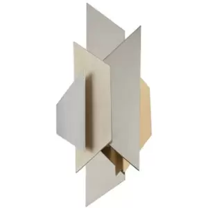 Image of Modernist 1 Light Wall Sconce Polished Stainless Steel, Gold Leaf