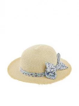Image of Monsoon Baby Girls Elsie Ditsy Bow Floppy Hat - Natural