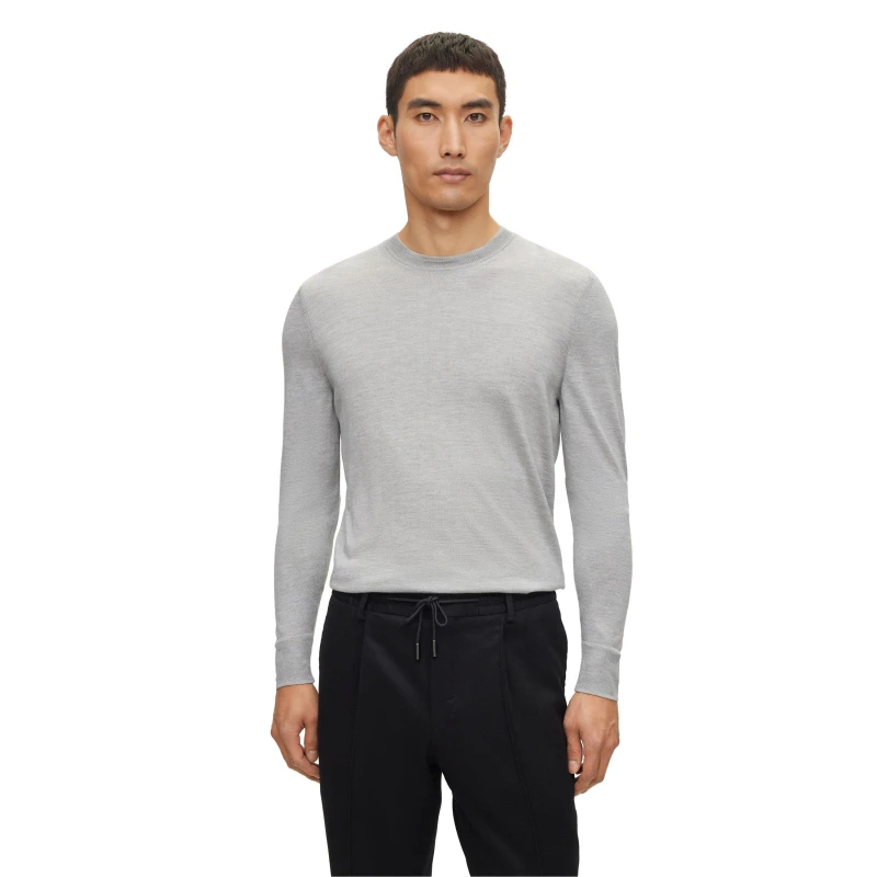 Image of Boss Mens L Ottano Crew Neck Jumper Silver male M