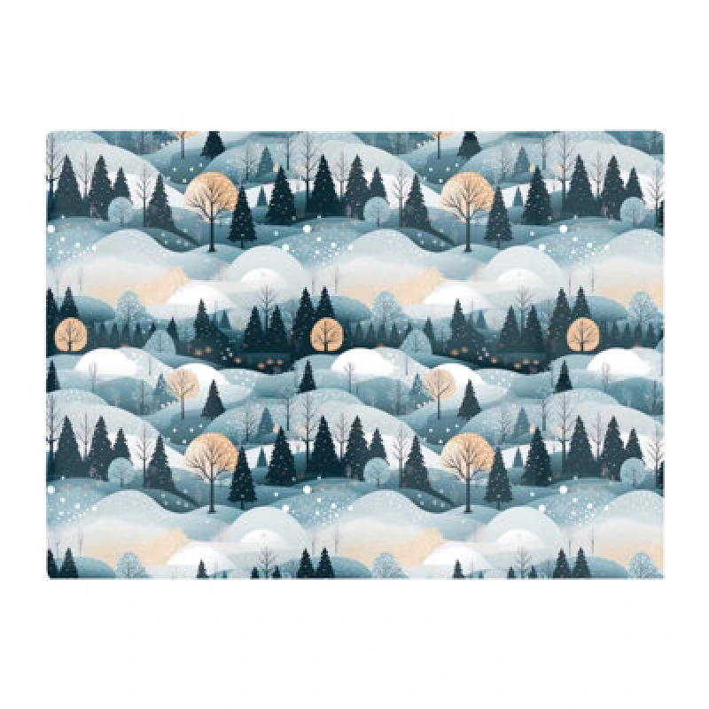 Image of Warren Reed Designer Dreamy Snowy Christmas Scene Glass Chopping Board