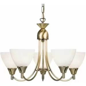 Image of Hanging Ceiling Pendant Light antique brass 5x Shade Lamp Bulb Holder Fitting