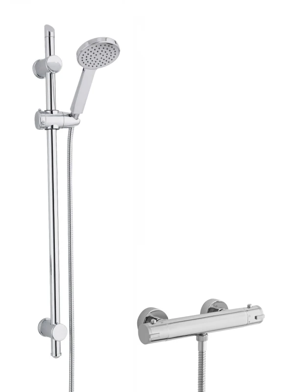 Image of Balterley Thermostatic Bar Valve Water Saving Handset Slider Rail Kit Shower Silver unisex