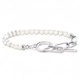 Image of THOMAS SABO Silver Zirconia & Freshwater Pearl Ring Clasp Link Bracelet