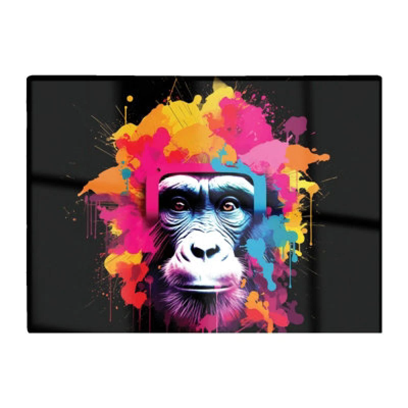 Image of Warren Reed Designer Multi Coloured Monkey Face Glass Chopping Board
