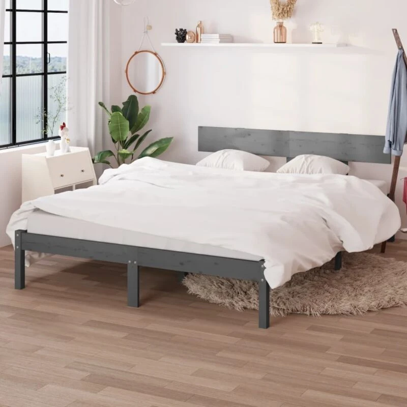 Image of VIDAXL Bed Frame without Mattress Grey Solid Wood Small Double Vidaxl 8720286762806