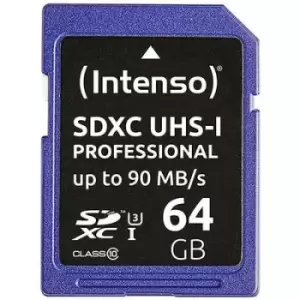 Image of Intenso Professional SDXC card 64GB Class 10, UHS-I