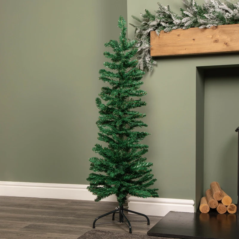 Image of 4ft (1.2m) Green Artificial Pencil Christmas Tree With Green Metal Stand and 168 Tips