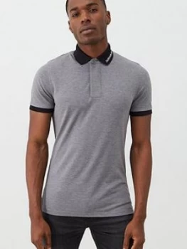 Image of Calvin Klein Jeans Embro Polo Shirt - Grey, Mid Grey Heather, Size 2XL, Men