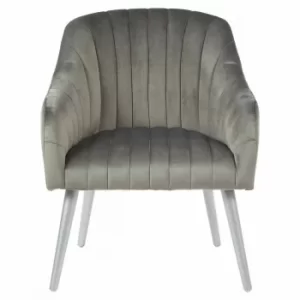Image of Interiors by PH Fabric Armchair with Silver Finish Wood Legs, Grey