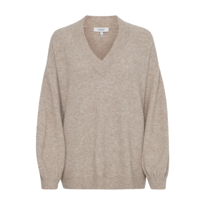 Image of b.Young Womens v-neck sweater b.young Omea Beige Female S