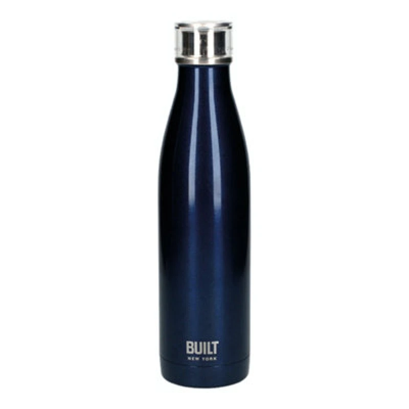 Image of BUILT New York Perfect Seal 740ml Midnight Blue Double Walled Stainless Steel Hydration Bottle Midnight unisex
