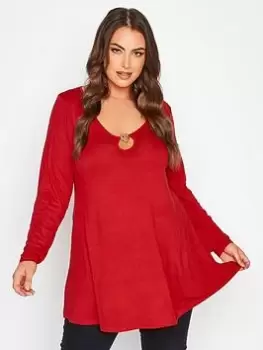 Image of Yours Heart Trim Keyhole Top - Red, Size 20, Women