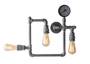 Image of Amarcord Pipe Effect Mutli Arm Flush Ceiling Lamp, Zinc, E27