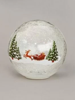 Image of Festive 20Cm Battery Operated Lit Crackle Ball Santa Sleigh