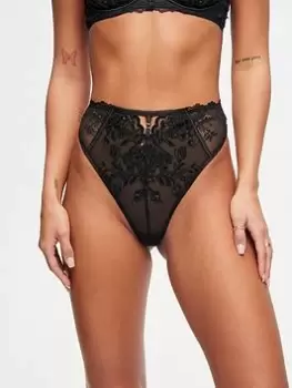 Image of Ann Summers Knickers The Icon High Waisted Thong - Black, Size 8, Women