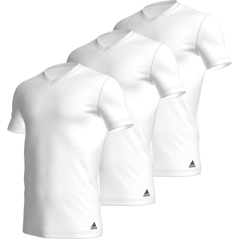 Image of adidas 3 Pack Active Core Cotton V Neck T Shirt Mens - White White M