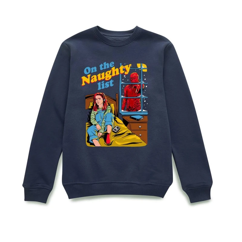 Image of Stranger Things On The Naughty List Christmas Jumper - Navy - L
