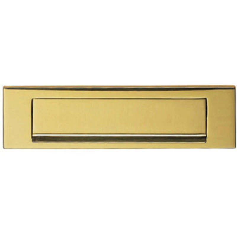 Image of Loops Inward Opening Letterbox Plate 224mm Fixing Centres 254 x 78mm Polished Brass Metallics