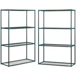 Image of Outsunny 2 Piece Flower Stand Set 4-tier Planter Holder Display Rack - Green