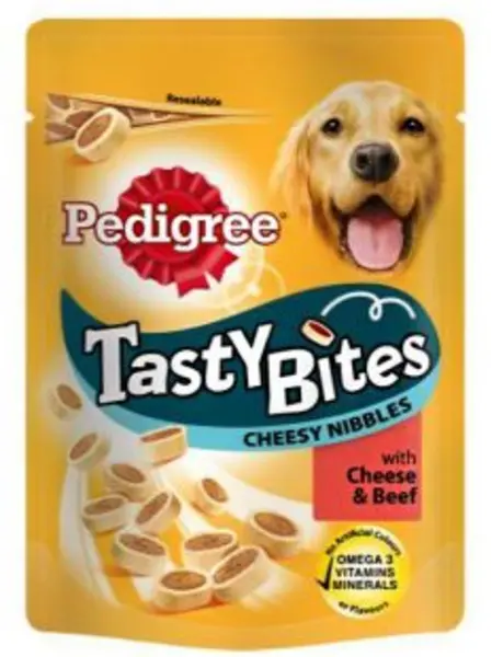 Image of Pedigree Tasty Minis Cheesy Nibbles with Cheese and Beef Dog Treats 140g