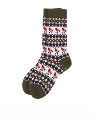 Image of Barbour Robin Fair Isle Socks -olive, Olive, Size S-M, Women