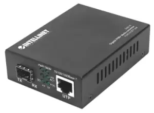 Image of Gigabit PoE+ Media Converter - 1 x 1000Base-T RJ45 Port to 1 x SFP Port - PoE+ Injector (Euro 2-pin plug) - 1000 Mbps - 1000Base-T - IEEE 802.3,IEEE